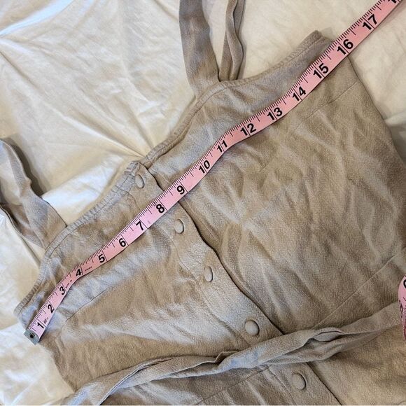 Forever 21 Women's Beige Sleeveless Button-Up Linen Jumpsuit Romper Size Small - Picture 11 of 13